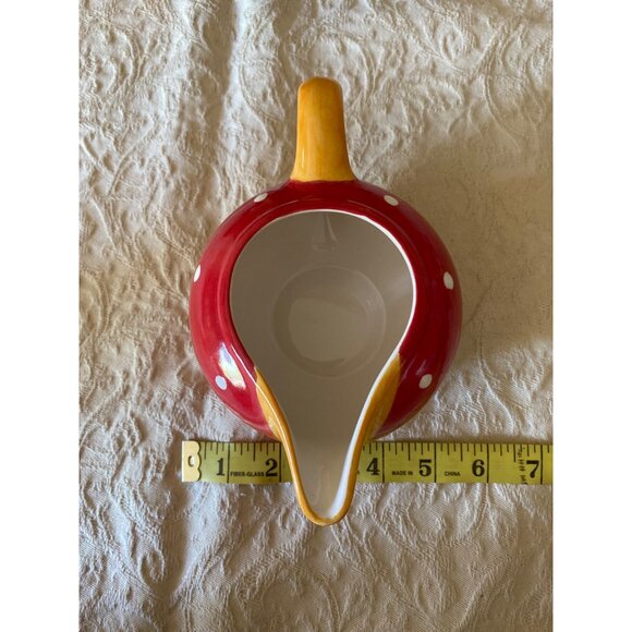 Living Art Carnival Hand-Painted Red & Yellow Polka Dot Ceramic Creamer Jug - Picture 9 of 10
